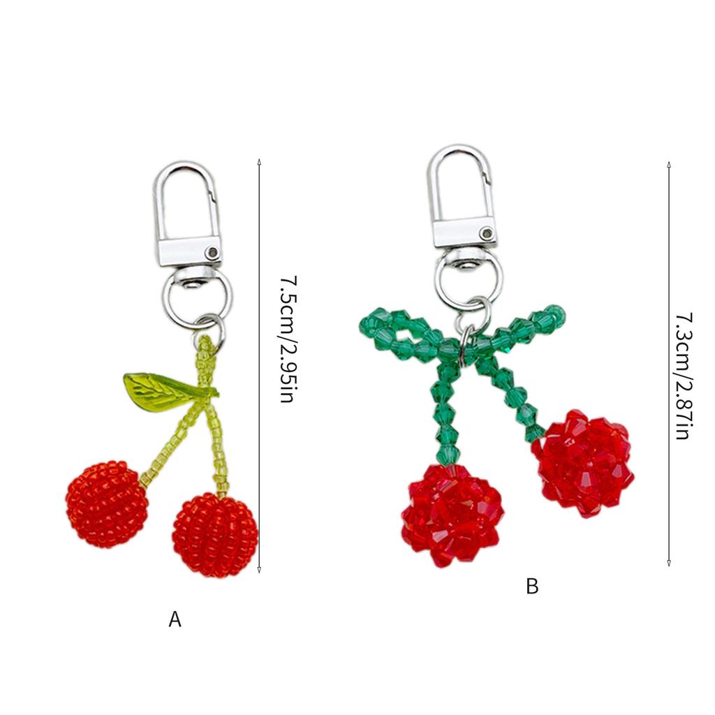 Lovely Crystal Cherry Keychain Practical Bag Charm Schoolbag Hanging Pendant Decor for Purse Bag Backpack Handbag Wallet