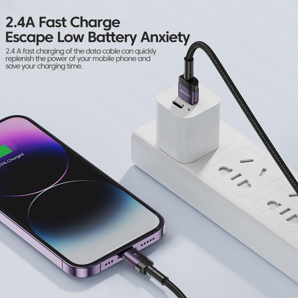 Toocki Aluminum Alloy USB Fast Charging Cable for iPhone 13/12
