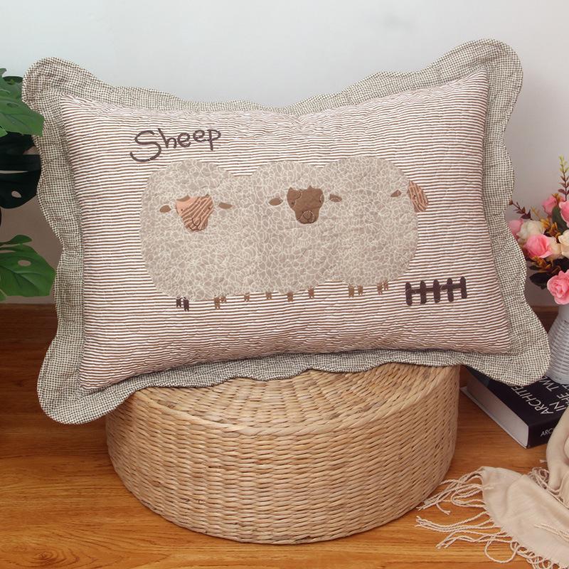 Soft and Comfortable Pillowcase Skin Friendly Breathable Fashionable Rustic Style Quilted Fabric Pillowcase Bedroom Decoration