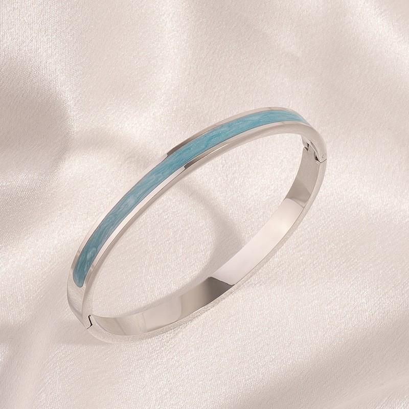 Titanium steel bracelet, European and American fashion enamel drip bracelet, girls' high-end k real gold electroplated bracelet