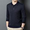 ROMON Men's Wool Blend Striped Polo Neck Sweater