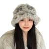 Soft Waxy Rabbit Fur Warm Hand Knitted Hat for Women New Autumn and Winter Ski Sweet Lion Awakening Wool Hat