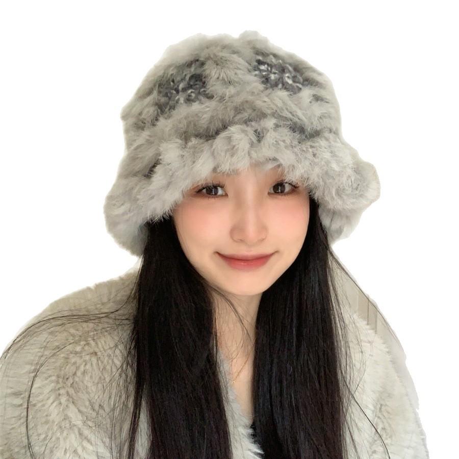Soft Waxy Rabbit Fur Warm Hand Knitted Hat for Women New Autumn and Winter Ski Sweet Lion Awakening Wool Hat