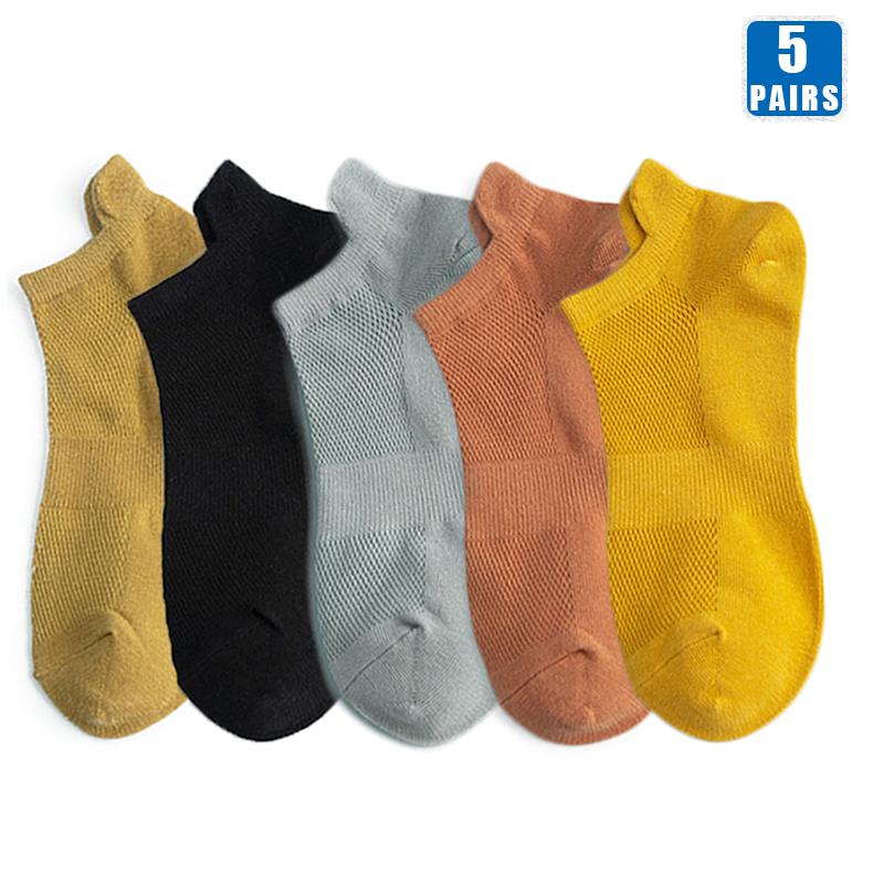 5 Pairs High Quality Men Cotton Breathable Fashion Colorful Leisure Boat Sock Short Sock Solid Color Socks For Male Ankle