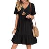 2026 Summer Women's Casual Short Sleeve Belted Flowy Dress