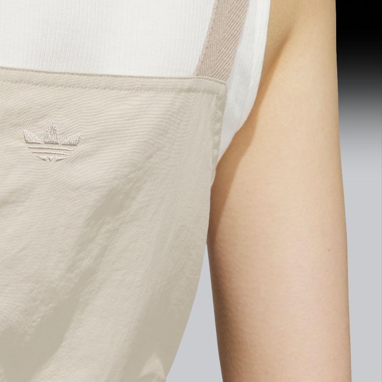 Adidas Originals Sports Lifestyle Series Logo Pattern Vintage Loose Side Pocket Strap Dress Women Dresses Beige JM2712