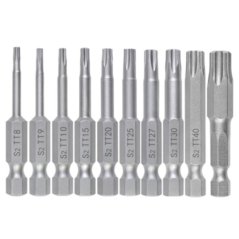 10Pcs 50mm Blossom Head Screwdriver Bit Set 1/4inch Hex Security Screwdriver Drill Magnetic Screwdriver Bit Tool
