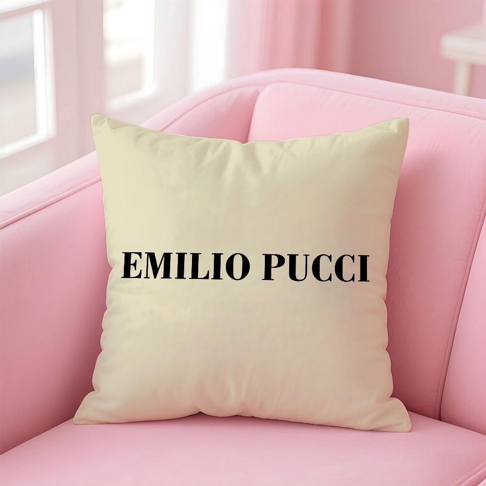 E-EE-Emilio logo P-Pucci Pillow Case Anti-dustmite Pillowcase Invisible zipper silky short plush Sofa cushion cover