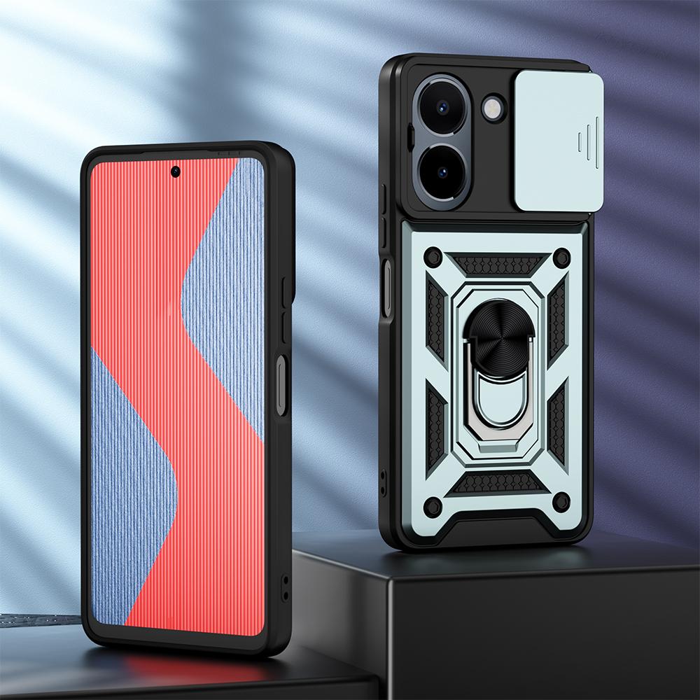 

Протиударний броньований чохол KEYSION для VIVO Y36 5G силіконовий + захисне кільце для об’єктива камери ПК. Чохол-підставка для VIVO Y36 Y16 for VIVO Y16 зелений