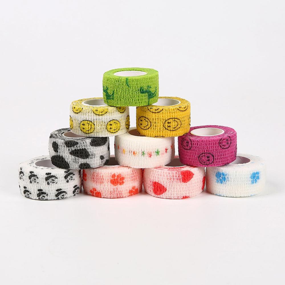 5Pcs/Lot 2.5cm Wide Self Adhesive Colorful Elastic Bandage Wrap Stretch Self-Adherent Tape
