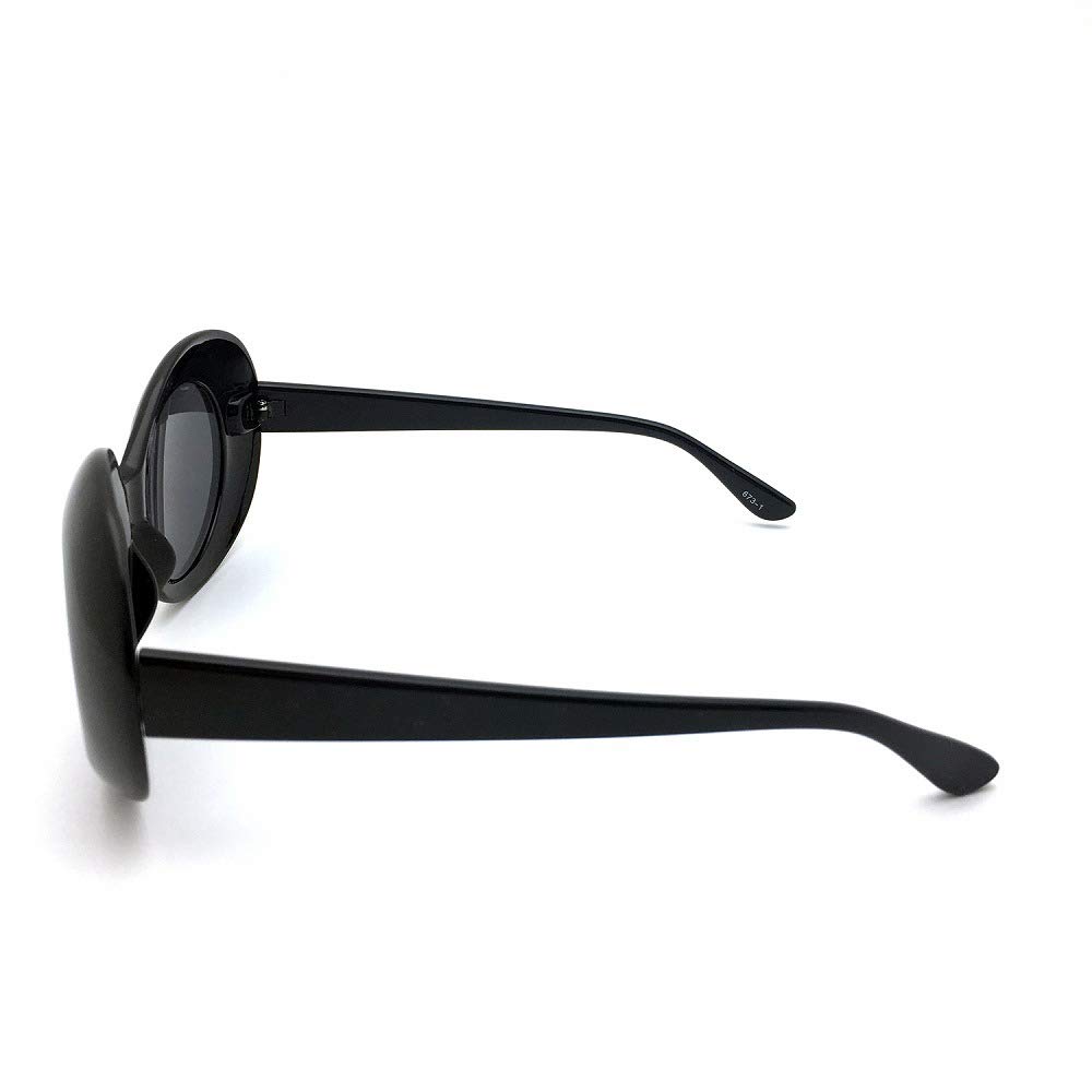 [Glasses Glasses Glasses] Designed for Japanese People Grunge Round Sunglasses, Oval, Large, Big Frame, Black 673-bksm
