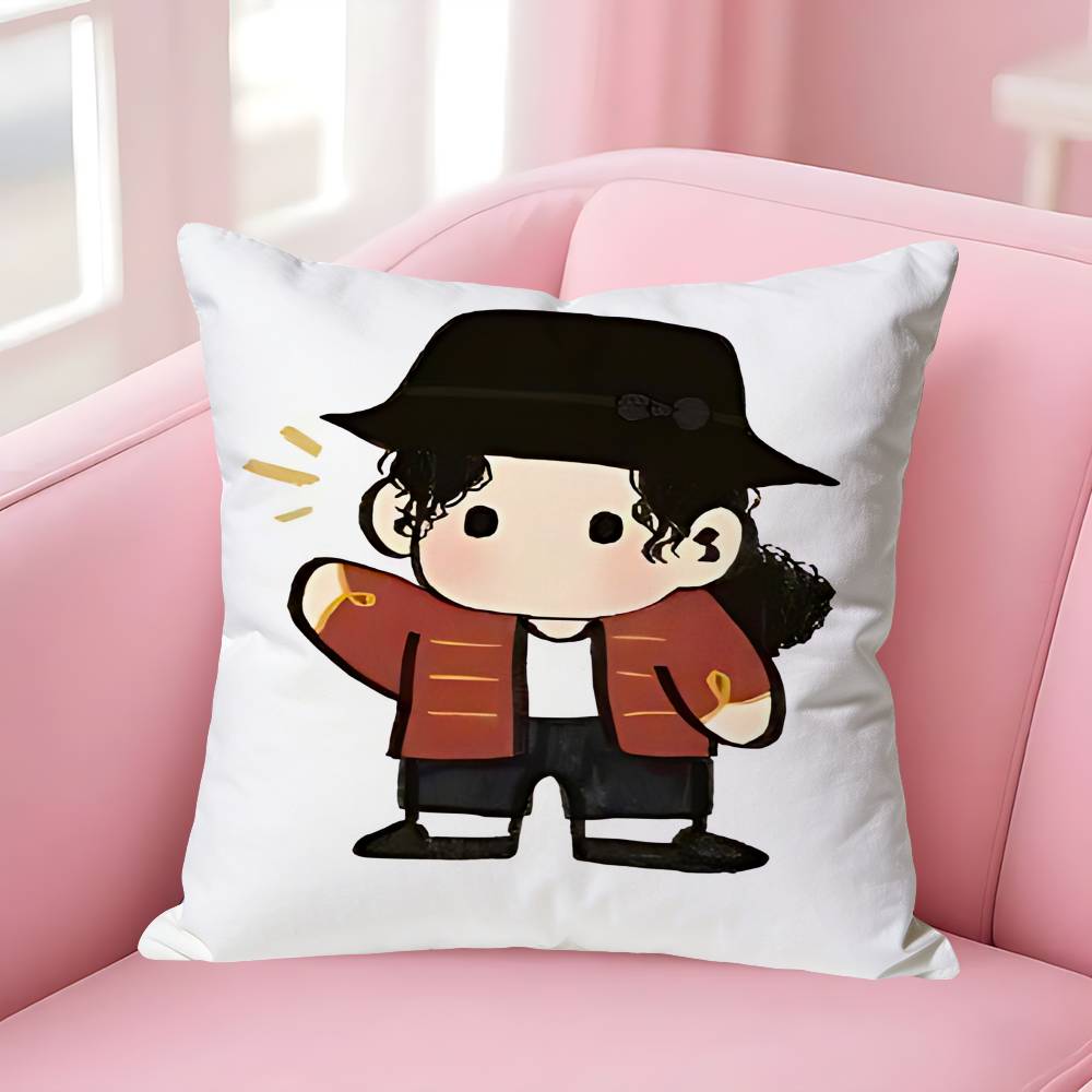 Lindas Fundas de Almohada Chibi de Michael Jackson para Dormitorio Sala de Estar Sofá Decoración del Hogar Funda de Cojín de Poliéster con Cremallera