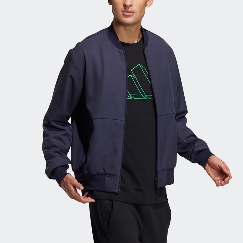 Adidas Future Icon Bomber Logo Print Fleece Lined Thermal Sports Pilot Jacket Men's Legend Ink GP0977