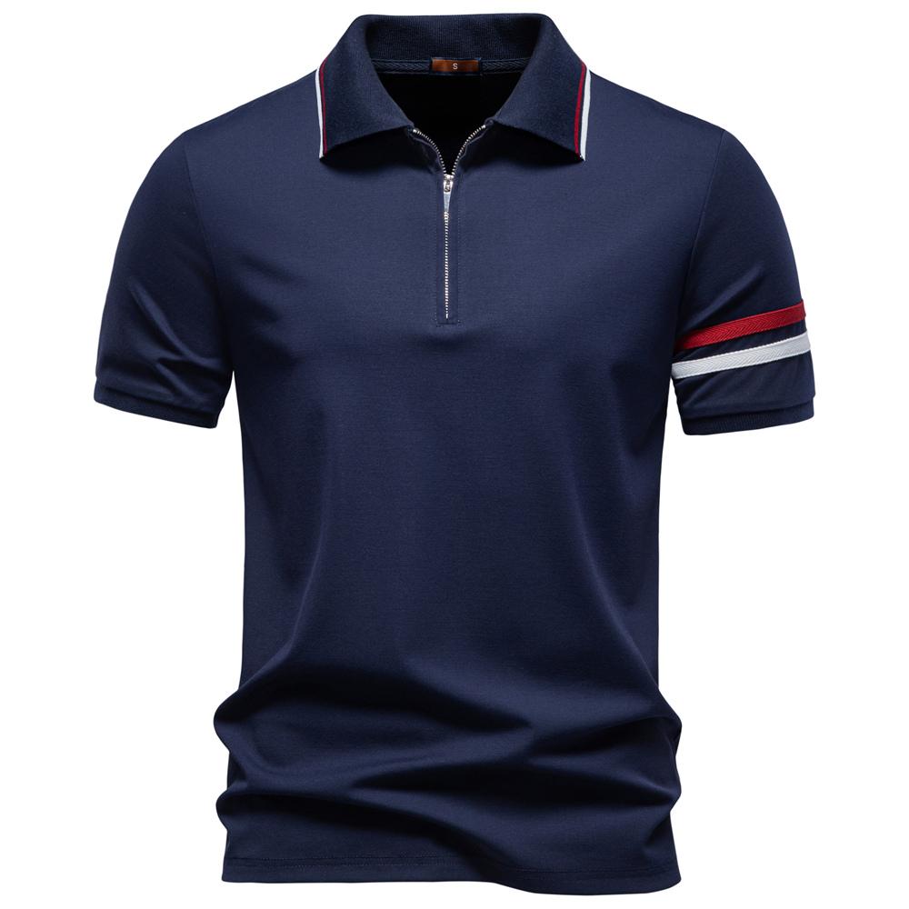 AIOPESON Men's Polo Shirts Half Zipper Collar Solid Color Breathable Casual Polo Shirt for Men Summer Fashion Top Shirts
