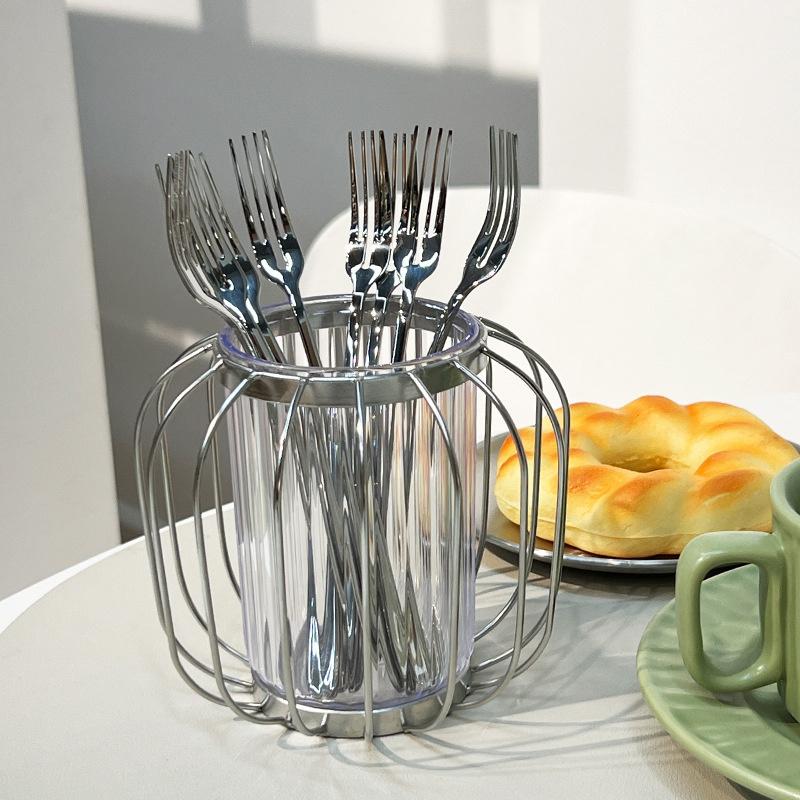 Four Tine Stainless Steel Dessert Fork Table Forks Silver Long Handle Fruit Forks Dinner Fork Kitchen Dinnerware