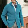 Stand Collar Men Cardigan Long Sleeve Pockets Thickened Cardigan Sweater Jackets Winter Solid Color Buttons Knitted Sweater Coat