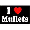 I Love Mullets Flag 3x5 Ft Funny Man Cave Wall I Heart Mullets Flag for Room Teen Girls Indoor Outdoor Bedroom and College Dorm Wall Decor Banner