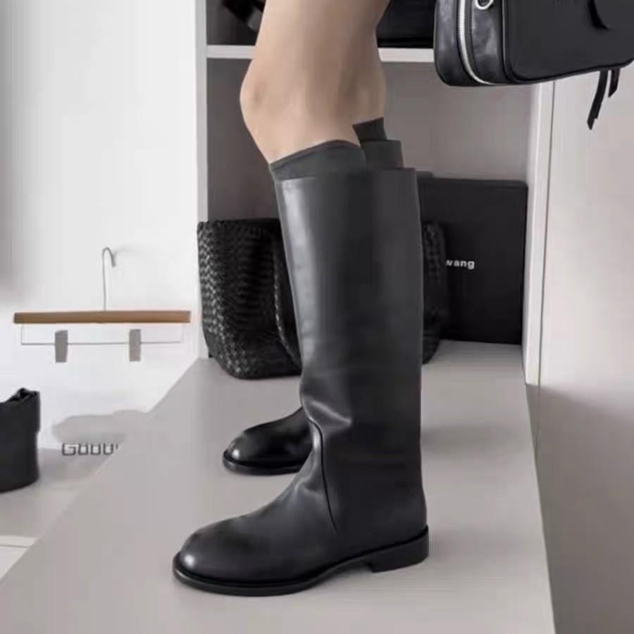 Cowhide Version~ Xinzhen Retro Martin Boots Women's Knee Boots Versatile and Thin Knight Boots Women's High Boots Single Boots