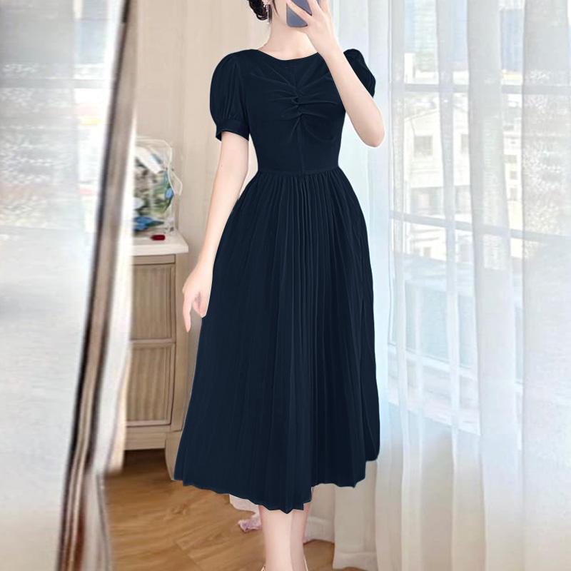 ZANZEA Women Casual Round Neck Summer Short Sleeve Long Dress