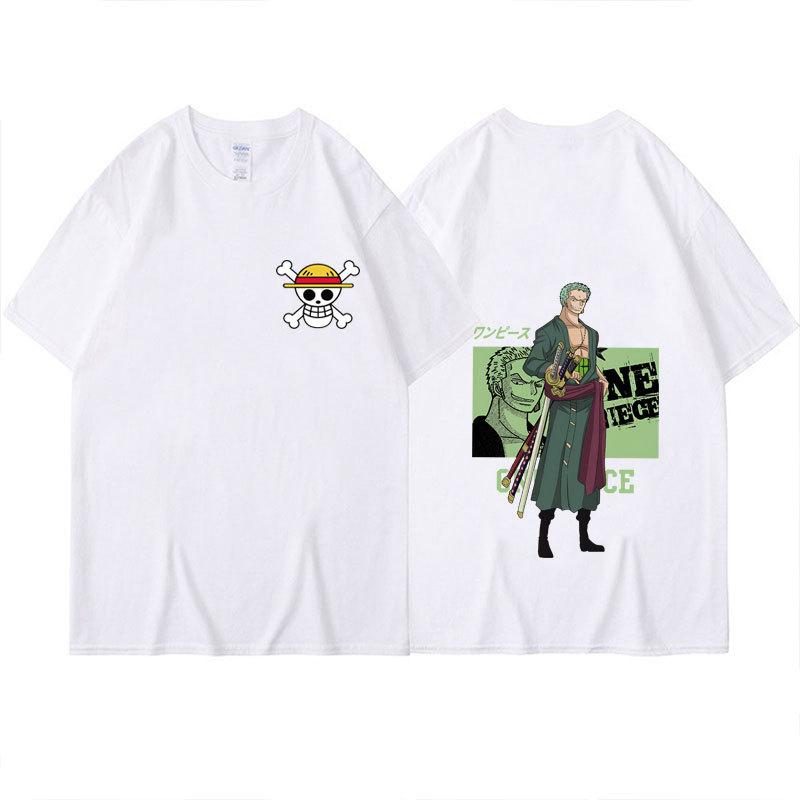 

Harajuku Anime ONE PIECE Mens T-shirt Manga Graphic Roronoa Zoro Printed Tops Tees Shirt Cosplay Cotton Summer Tshirts Unisex Casual Streetwear XXXXL белый