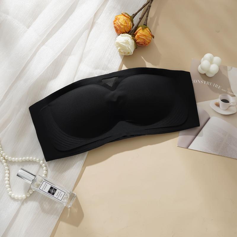 

Женский беспроводной бюстгальтер-бралетт без бретелей, собранный, бесшовный, невидимый, с подкладкой, бандо, топ-труба M чёрный