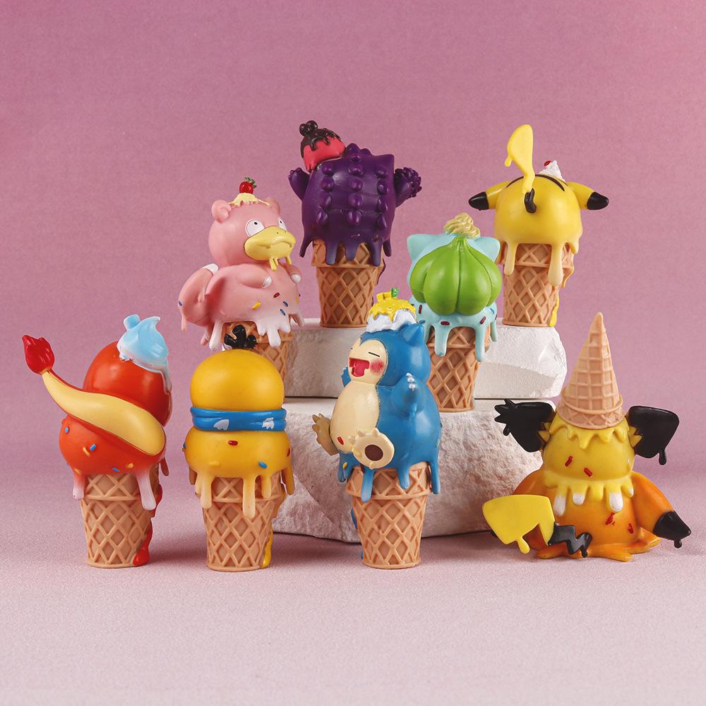 PokéMon Pocket Monster Ice Cream Anime Figurine Bulbasaur Snorlax Pokemon Collection Model Doll Desktop Decoration Toy Kids Gift