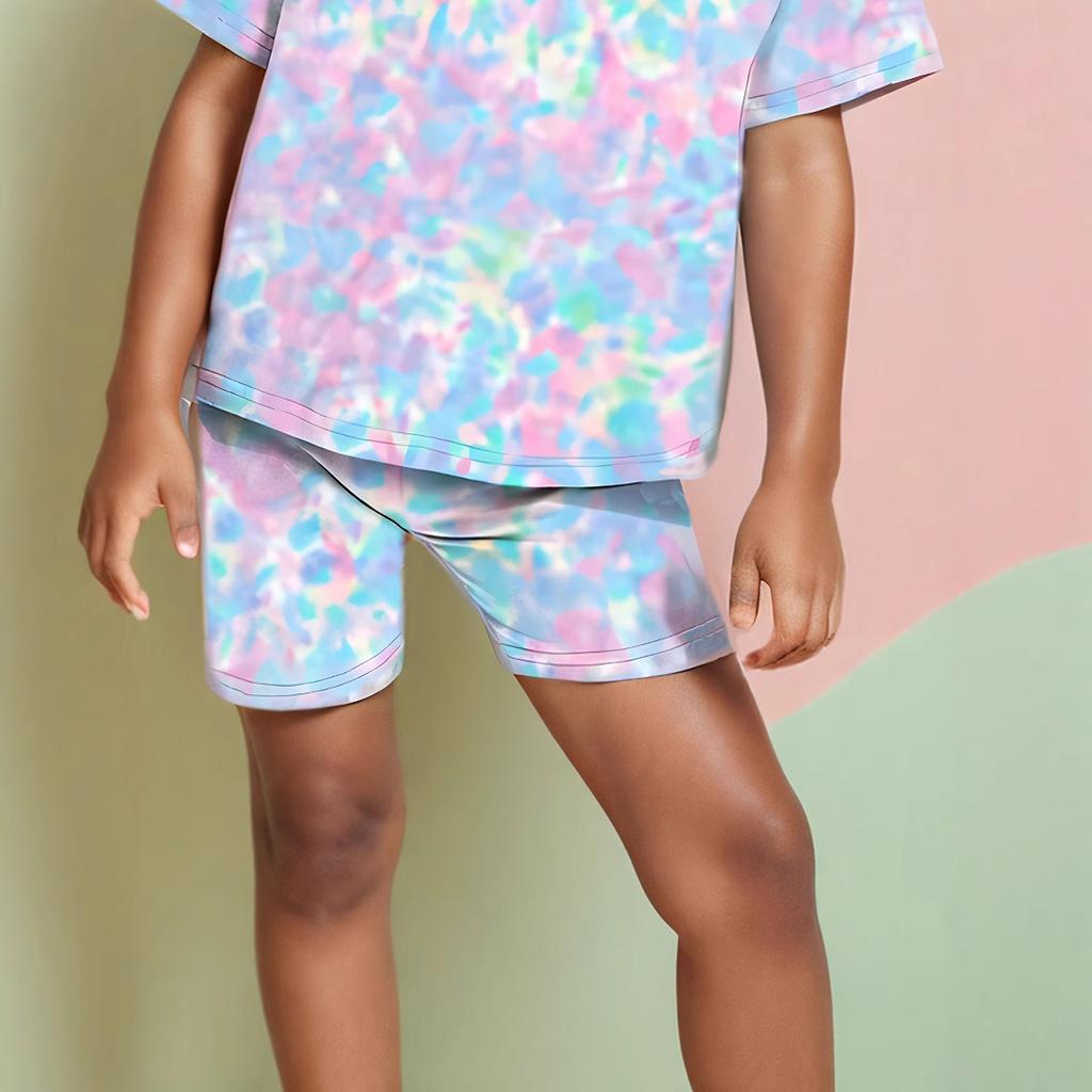 Girls Fashion Set Summer Children's Printed T-shirt Leggings Casual Set