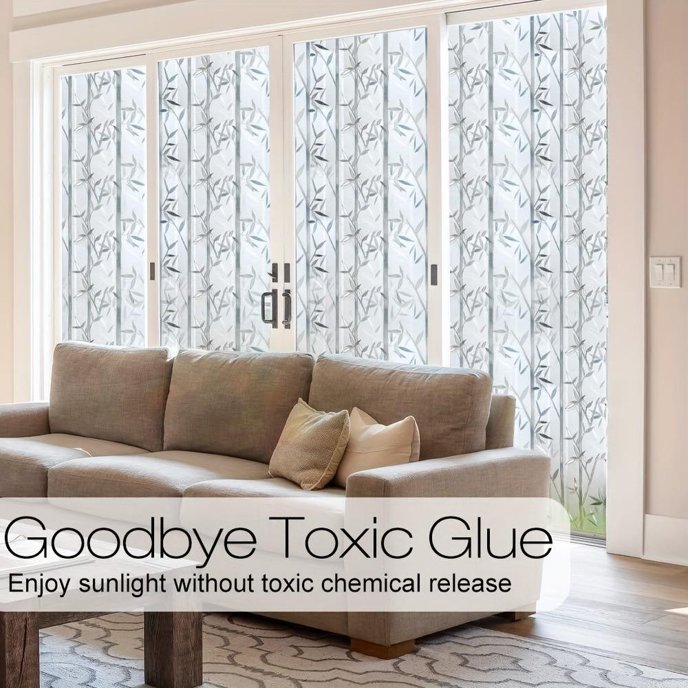 Bambusowa Folia Okienna Folia Witrażowa Matowa Naklejka Okienna Zapewniająca Prywatność Dekoracyjna Folia Okienna Bez Kleju Usuwalne Naklejki Okienne