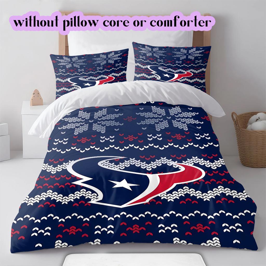 Set Copripiumino Trapuntato con Fantasia Houston Texans Federa Decorazione per la Casa Regalo di Compleanno (1 * copripiumino + 2 * federa, senza nucleo)