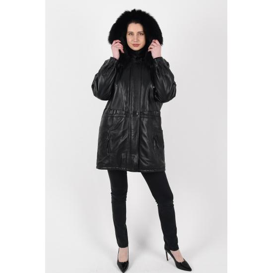 

Женские куртки с меховым кожаным капюшоном с капюшоном Bridget Fitted