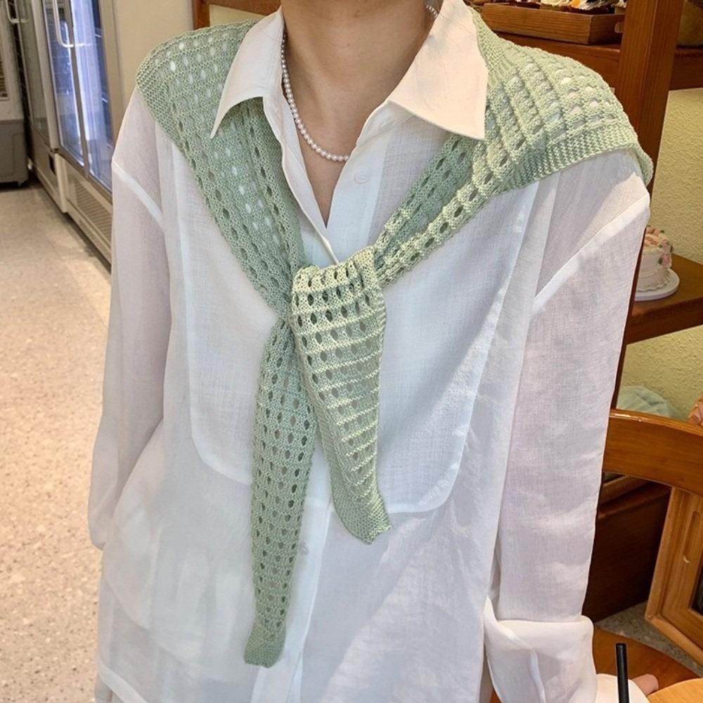 Cape Fake Collar White Hip Scarf Elegant Knitted Shawl  Daily