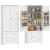 Kitchen Sideboard, Tall, 2-Door Cabinet, 2 Drawers, 6 Shelf Racks, 80 x 39.5 x 184.5 cm, White