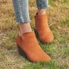 2021 Autumn/Winter Women's Large Size Wedge Leather Boots with Side Zipper