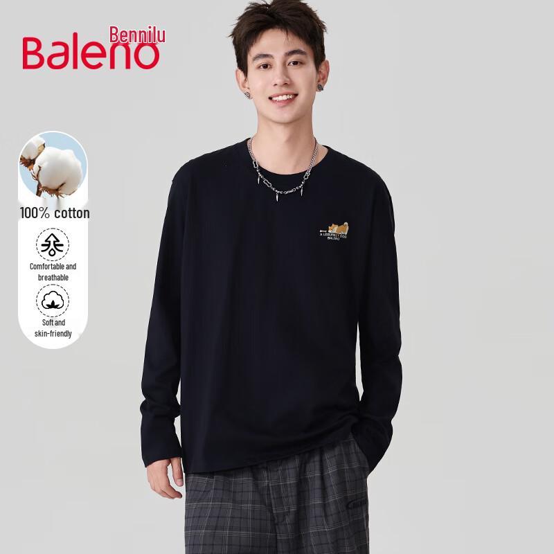 Baleno Men's Loose Fit Cartoon Print Long Sleeve Cotton T-Shirt