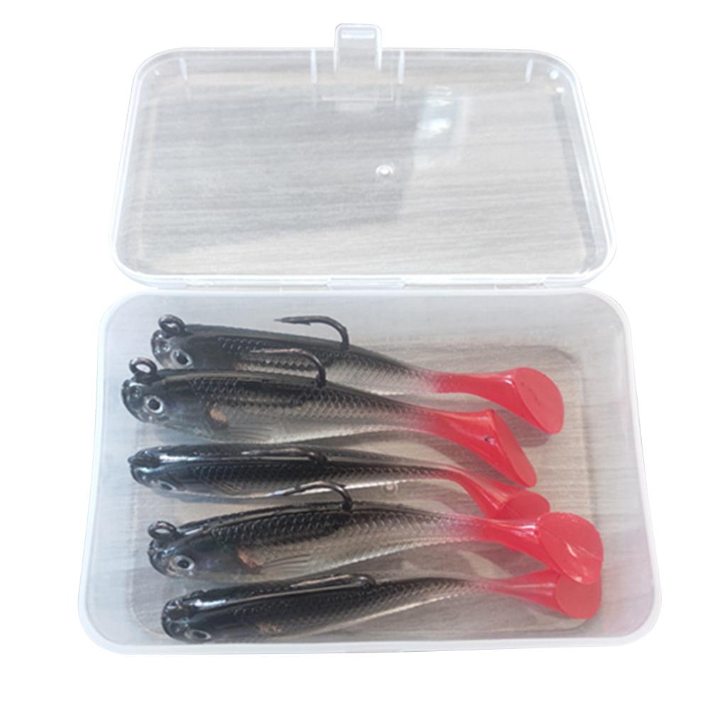 

5pcs Fishing Lures 80mm 9.5g Soft Lure Wobblers T Tail Soft Bait Artificial Baits for Sea Bass Carp Pike Fishing
