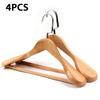 4 pièces Cintre en Bois Massif Haners Épaules Larges Cintre Manteau en Bois Antidérapant Costume Pantalon Vêtements Pour Placard Penderobes Ogazer