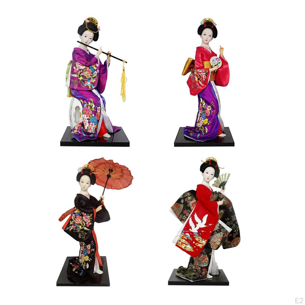 12" Japanese Geisha Doll Miniature Figurines Girl Statue Handcrafted Resin Collectible Figurine for