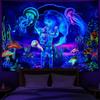 Psychedelische Weltraum-Wandbehang Leuchtet im Dunkeln Astronaut Pilz Wandbehang Trippy Dekoration für Schlafsaal Gaming-Raum