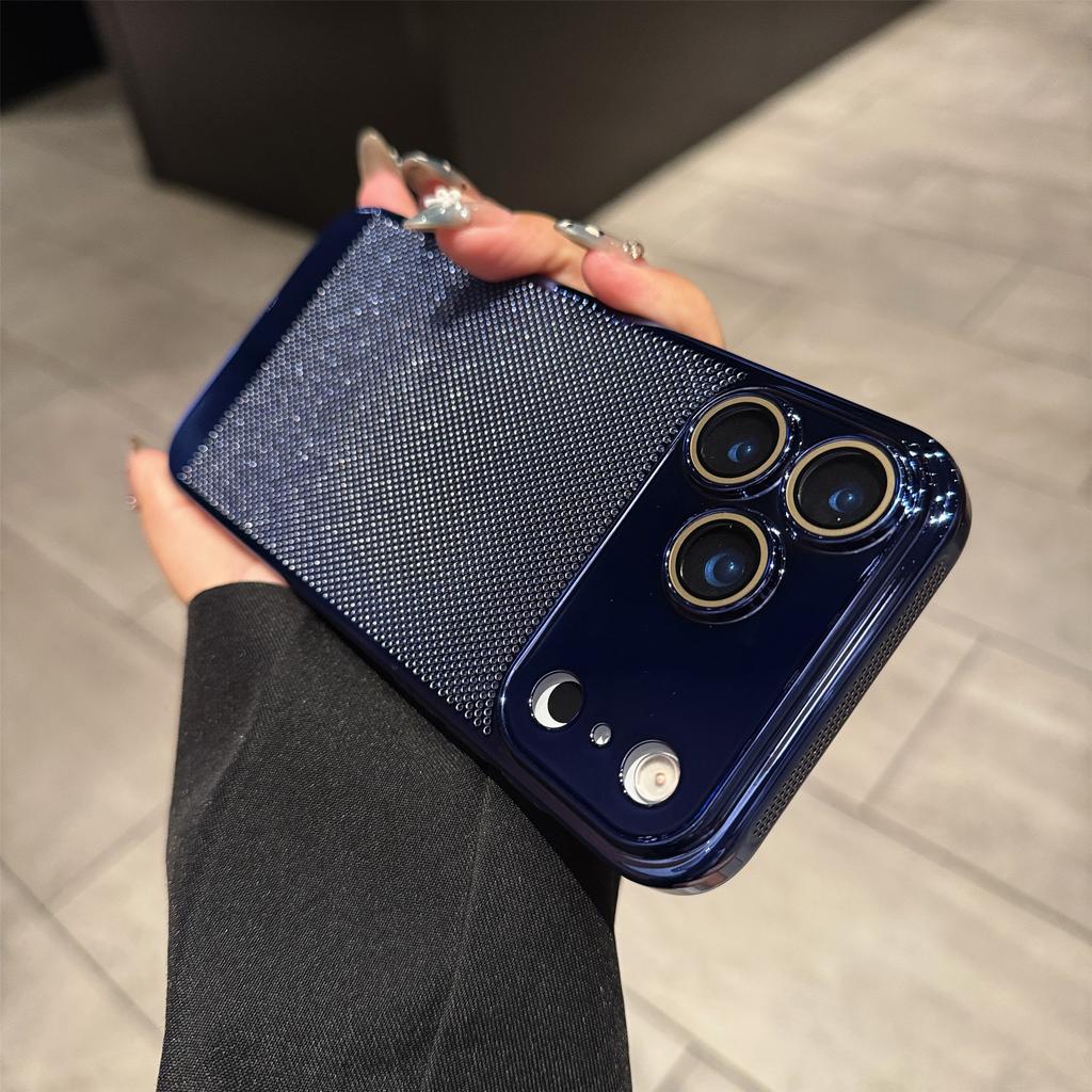 Plating Mesh Hole Heat Dissipation Soft Case for iPhone 17 Air 16 15 14 Plus 13 12 11 Pro Max Shockproof Silicone Cover