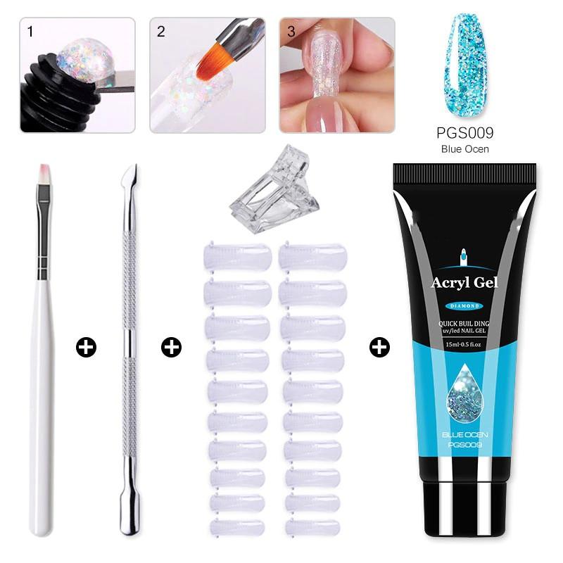 Poly-Nagel-Gel-Set, alles für die schnelle Verlängerung, Nagelmaniküre-Set, Gel-Nagelhautschieber, Fingerverlängerungsform, Nagel-Werkzeug-Set