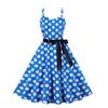 Vintage Polka Dot A Line Dress With 3d Pattern V Neck Sleeveless For Casual Wear