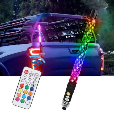1 EN 1 30CM Symphony RGB Néon Décor Ambiant Lumière Fouet Télécommande Antenne de Mât Fouets pour UTV Véhicule Tout-Terrain VTT Camion