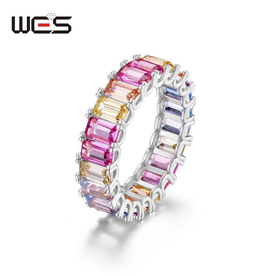 WES 925 Silver Rainbow Crystal Multicolor