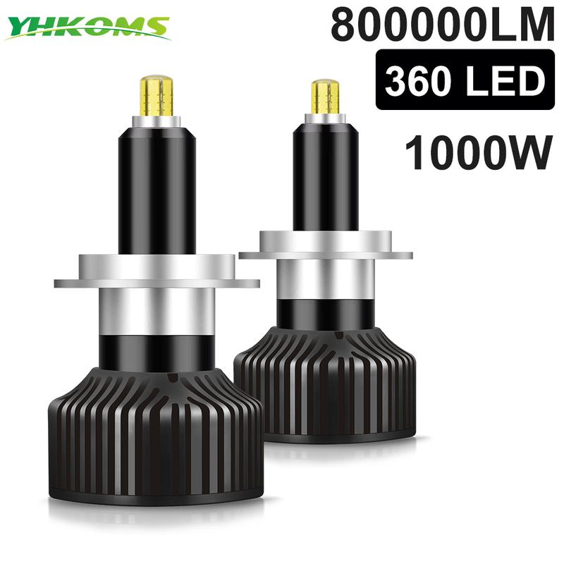 YHKOMS Canbus H1 H7 LED 6 Sides 3D LED Car HeadlightH8 H9 H11 9005 HB3 9006 HB4 Auto LED Bulb Fog Lamp 6000K 12V Mini Size 9012(HIR2)