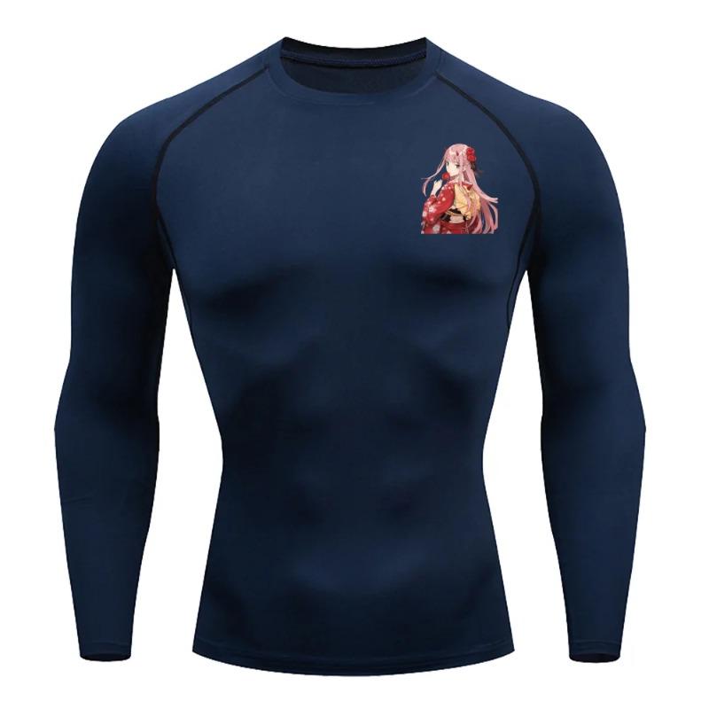 Zero Two Compression TShirt Men Bodybuilding Sportswear Short Sleeve Quick Dry Workout Shirts Sport Tops Gym Running T-shirt Men