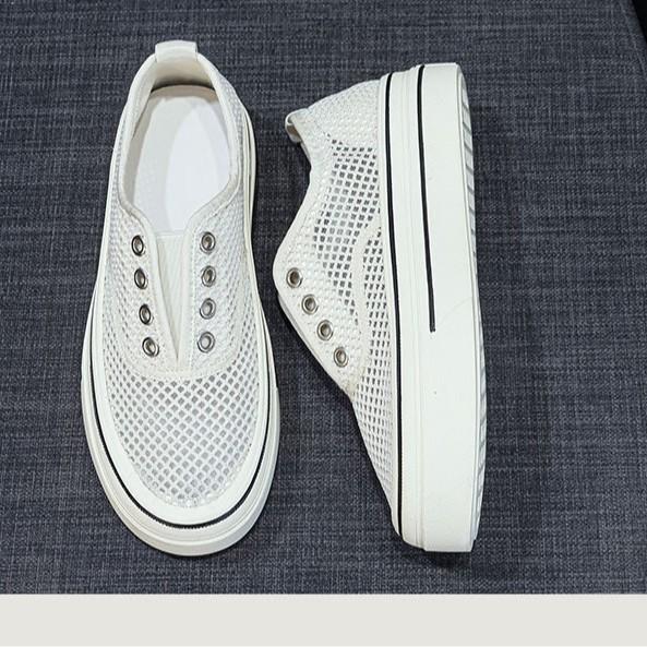 Thick-soled Sequined Mesh Breathable Board Shoes Children 2025 New Versatile Sports and Leisure One-pedal Mesh Shoes Little White Shoes