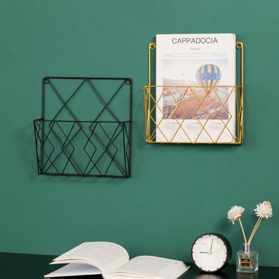 Wandregal im modernen Stil, platzsparend, schickes Gitterdesign, wandmontiertes Zeitschriften-Aufbewahrungsregal für Zuhause