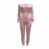 European Style Fashion Women Sweater Strap Off Shoulder Top and Pant Set Fashion Casual Wear Suit