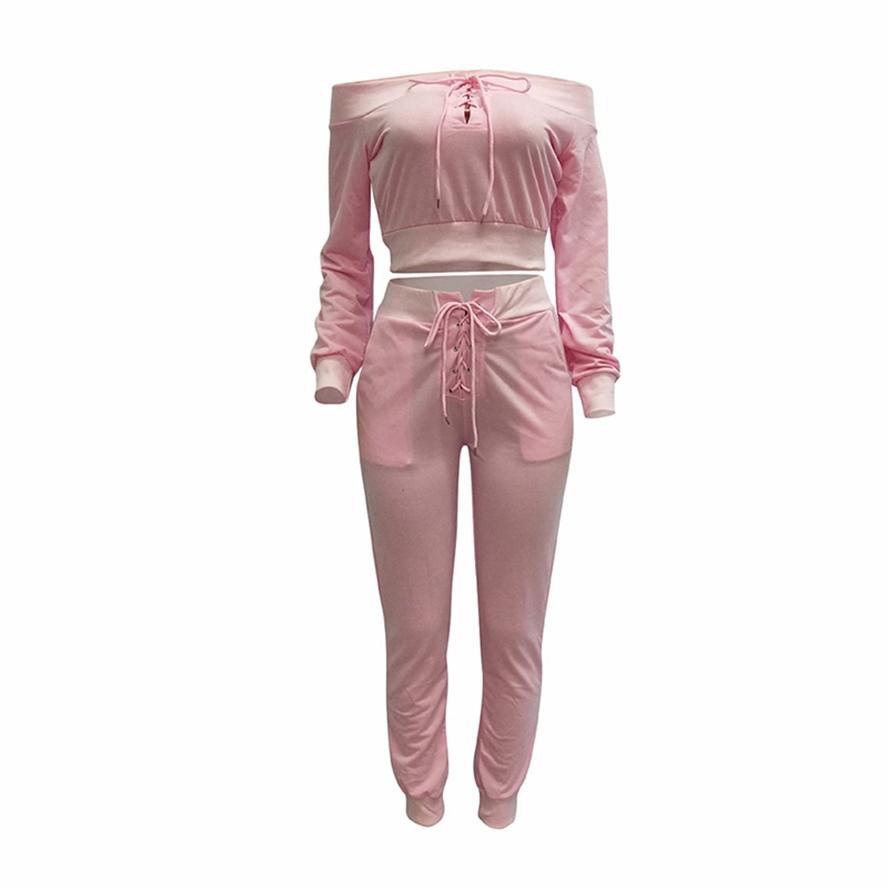 European Style Fashion Women Sweater Strap Off Shoulder Top and Pant Set Fashion Casual Wear Suit