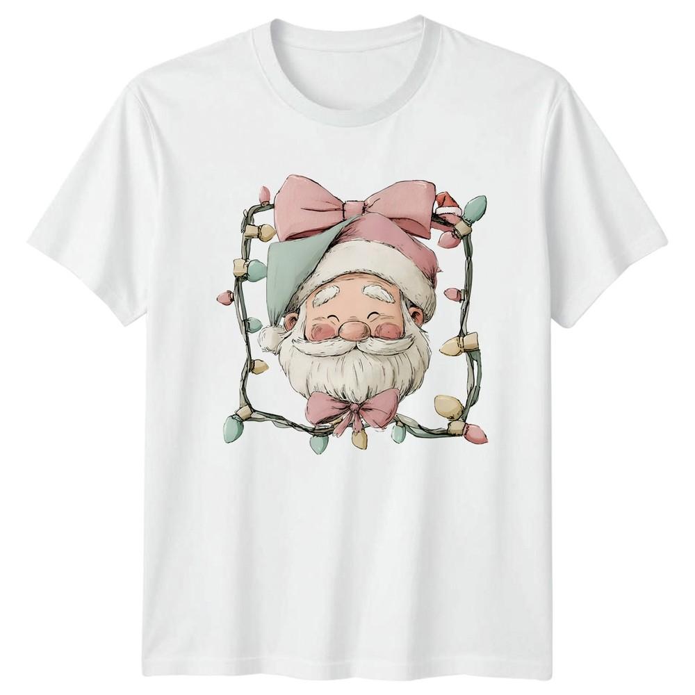 Santa Claus Watercolor Christmas Lights Unisexs TShirt Unisexs Tee Graphic Top S